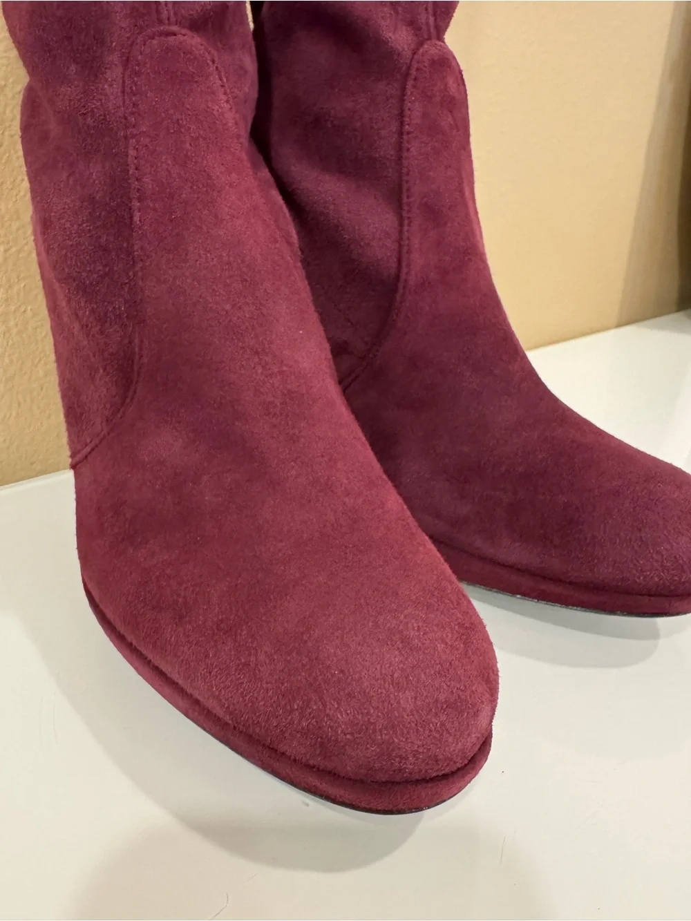 Stuart Weitzman Knee High Bordeaux Suede Boots